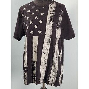 Patriotic Distressed Wash Flag Shirt Quilted Giraffe XL Short Sleeve Mens Tshirt